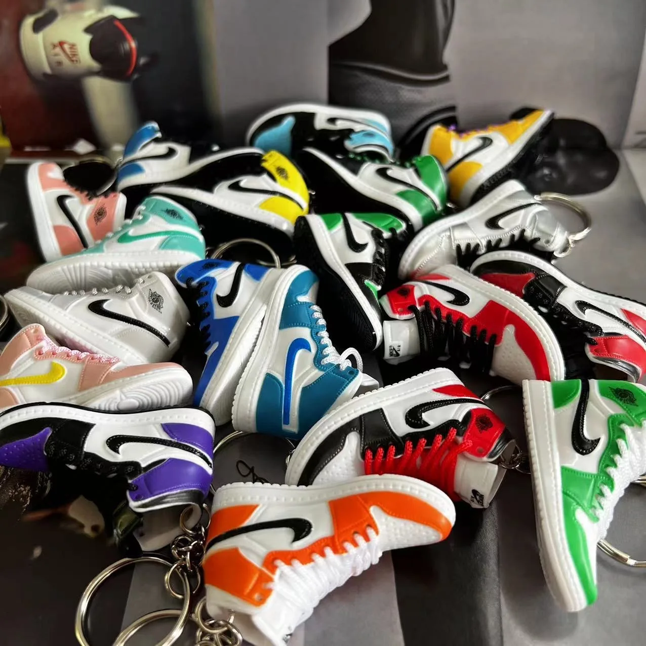 cute 3D Cartoon rubber N BA basketball Sneaker shoe keychains silicon J 0rdan Shoe Keychain car Bag pendant Keyring Key chain