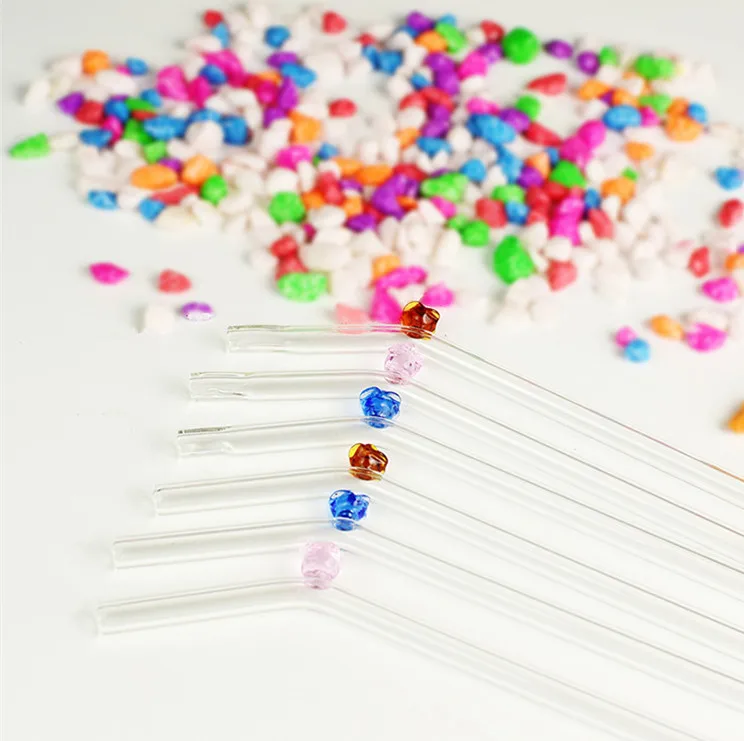 Лидер продаж креативная прозрачная стеклянная трубочка для защиты губ в форме цветка сока взрослых и детей