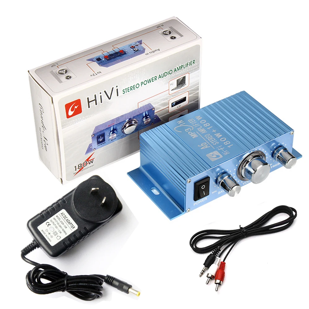 With 12V3A Power+Audio Cable 180 W MINI Digital Hi-Fi Car Power Amplifier 2.1CH Digital Subwoofer Stereo BASS Audio Player
