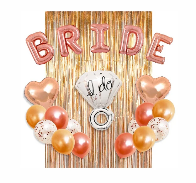 
High Quality Bride Balloon Banner Rose gold Champagne Bottle Balloon Bridal shower Balloon Kit Bachelorette Party Decorations 