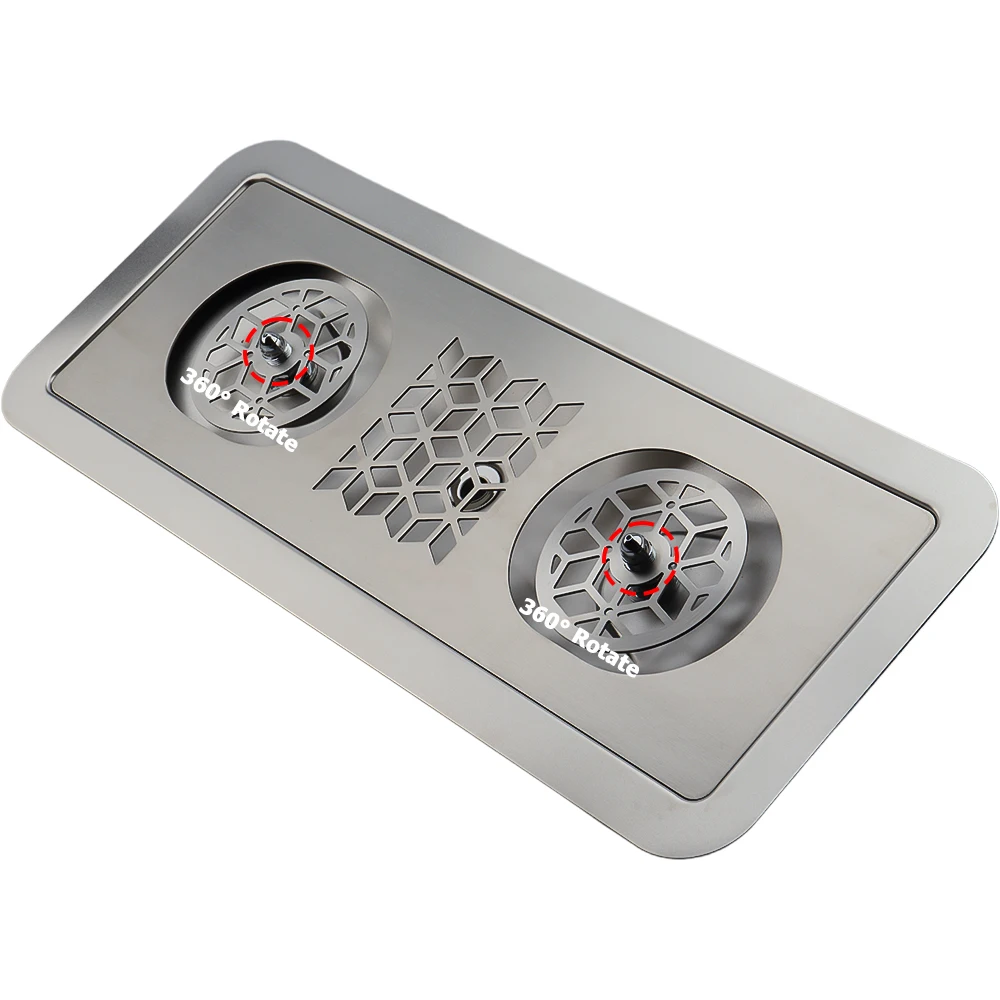 304 Stainless steel Kitchen Sink with Glass Rinser 360 Degrees Rotating Double Sprinkler Kitchen Cup Washer
