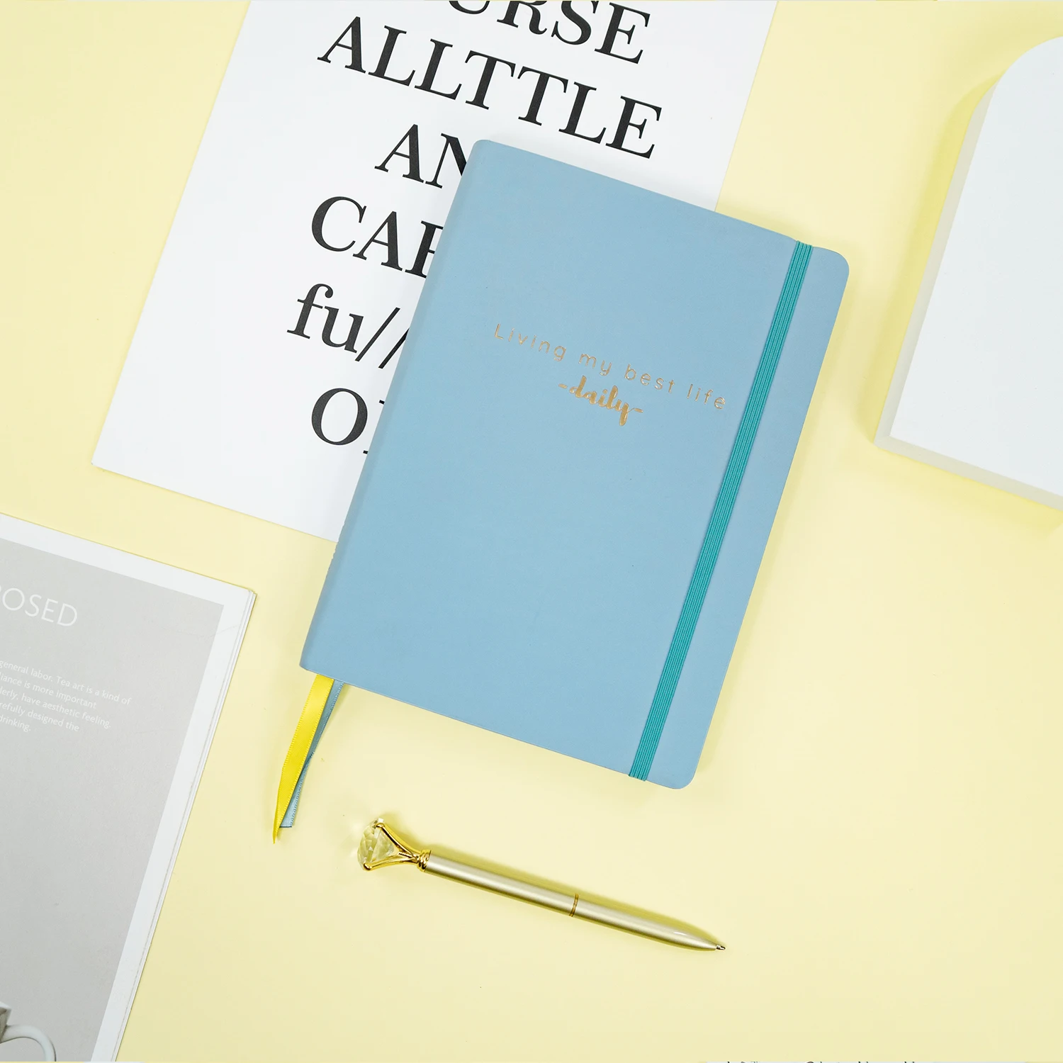 Custom Printing Undate Minute Affirmation Goal Bullet Dotted Journal Leather Diary Weekly Daily Planner