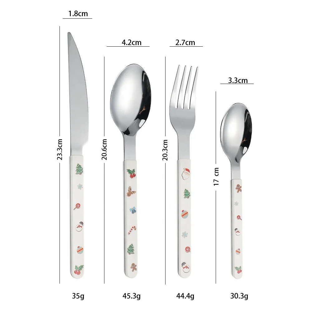 2023 New Christmas Knife Spoon Fork Set Stainless Steel ABS Plastic Handle Flatware Christmas Cutlery Set with Gift Box