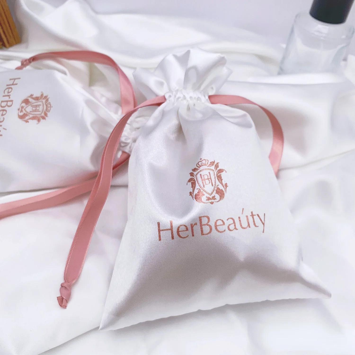 Personalized Luxury Durable Satin Pouch for Jewelry Earring Packaging Satin Dust Bag With Logo Printed