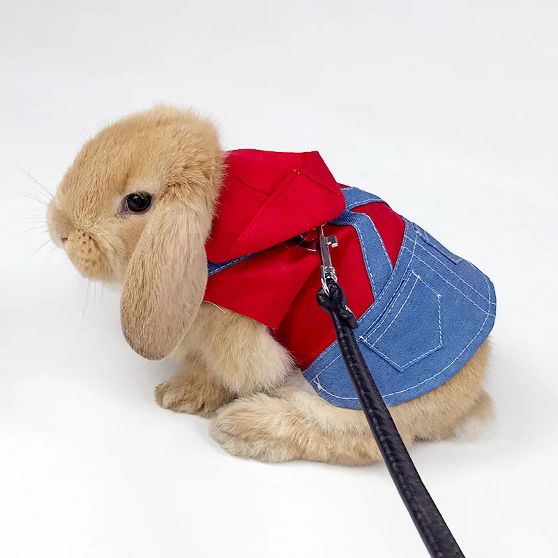 Pet Bunny Clothes Guinea Pig Lop-eared Small Animal Rabbit Costume Accessories Rabbit Clothes with Leash
