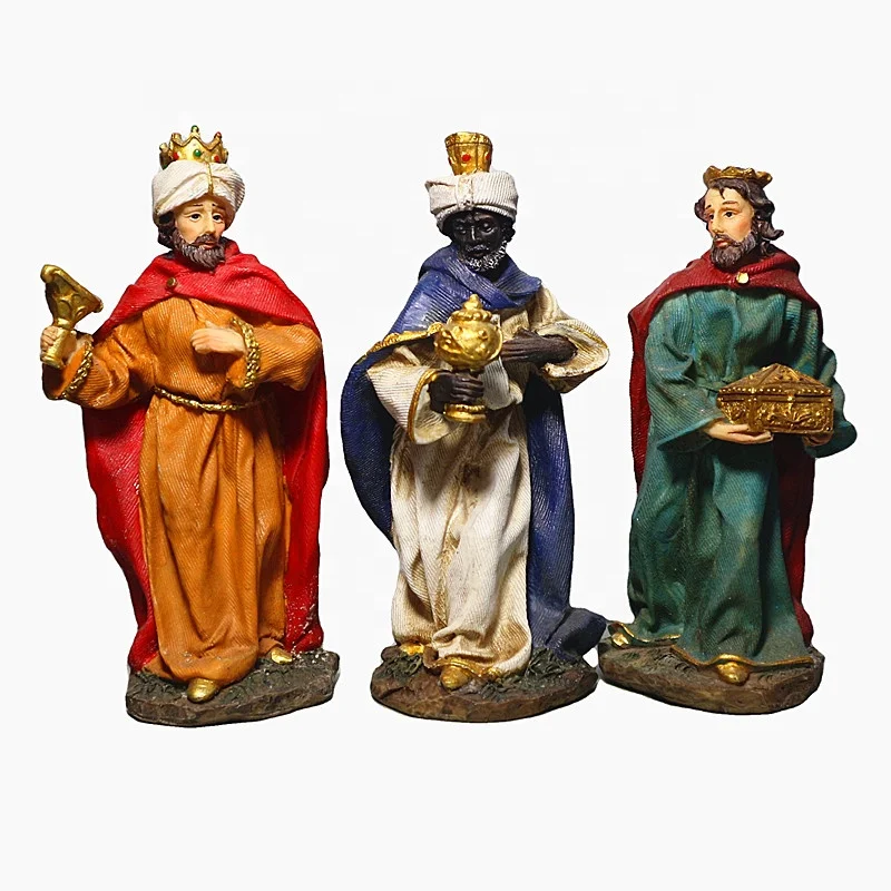 Child Christmas Nativity Statue Set Includes Holy Family Three Kings Shepherds & Sheep Wall Figurines Resin Sculpture