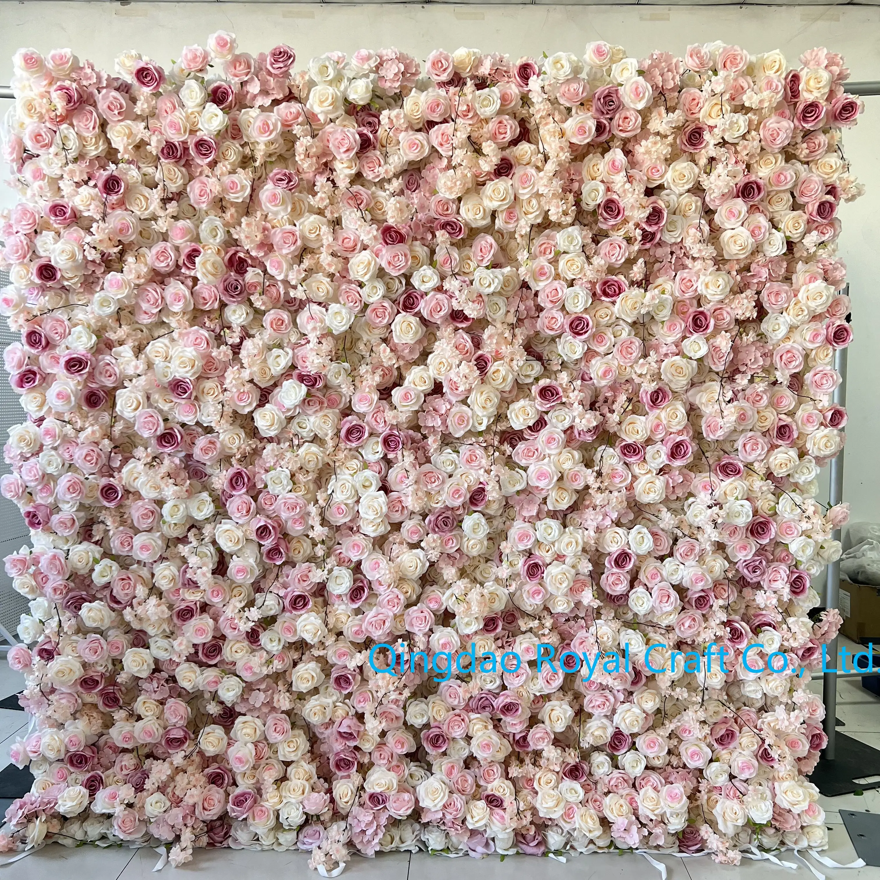 Wedding Wholesale Silk Flower New Design Pink Stereo 5d Activity Flower Wall Artificial Flower 8*8