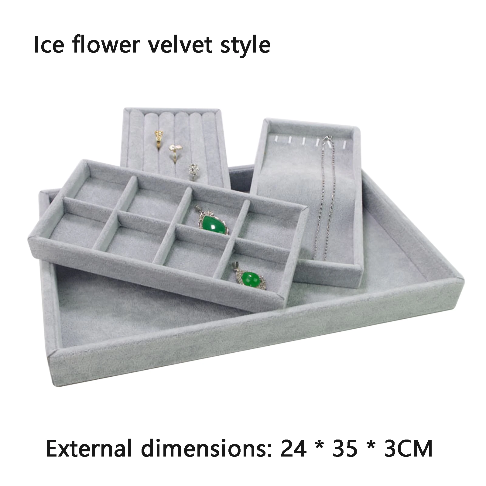 Jewelry Tray Organizer,Stackable Accessories,Storage, Grey,Earring Box,Adjustable Drawer Insert,Velvet Ring Holder,Bracelet