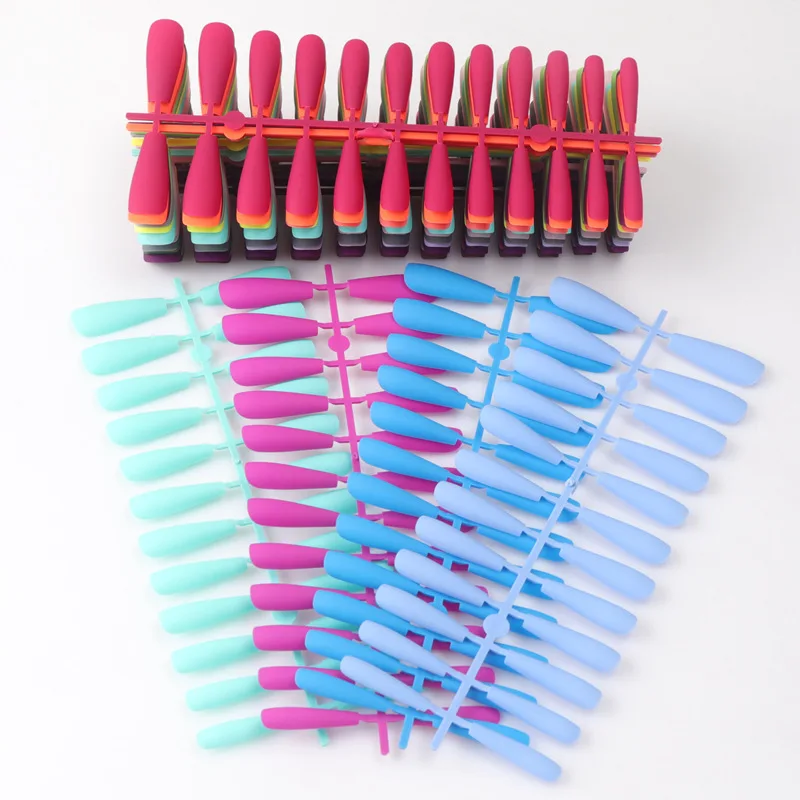 Factory Directly Supply Cheap Nail Tips 24pcs/sheet 40Colors Available Pure Matte Long Coffin Artificial Nail Tips Press on