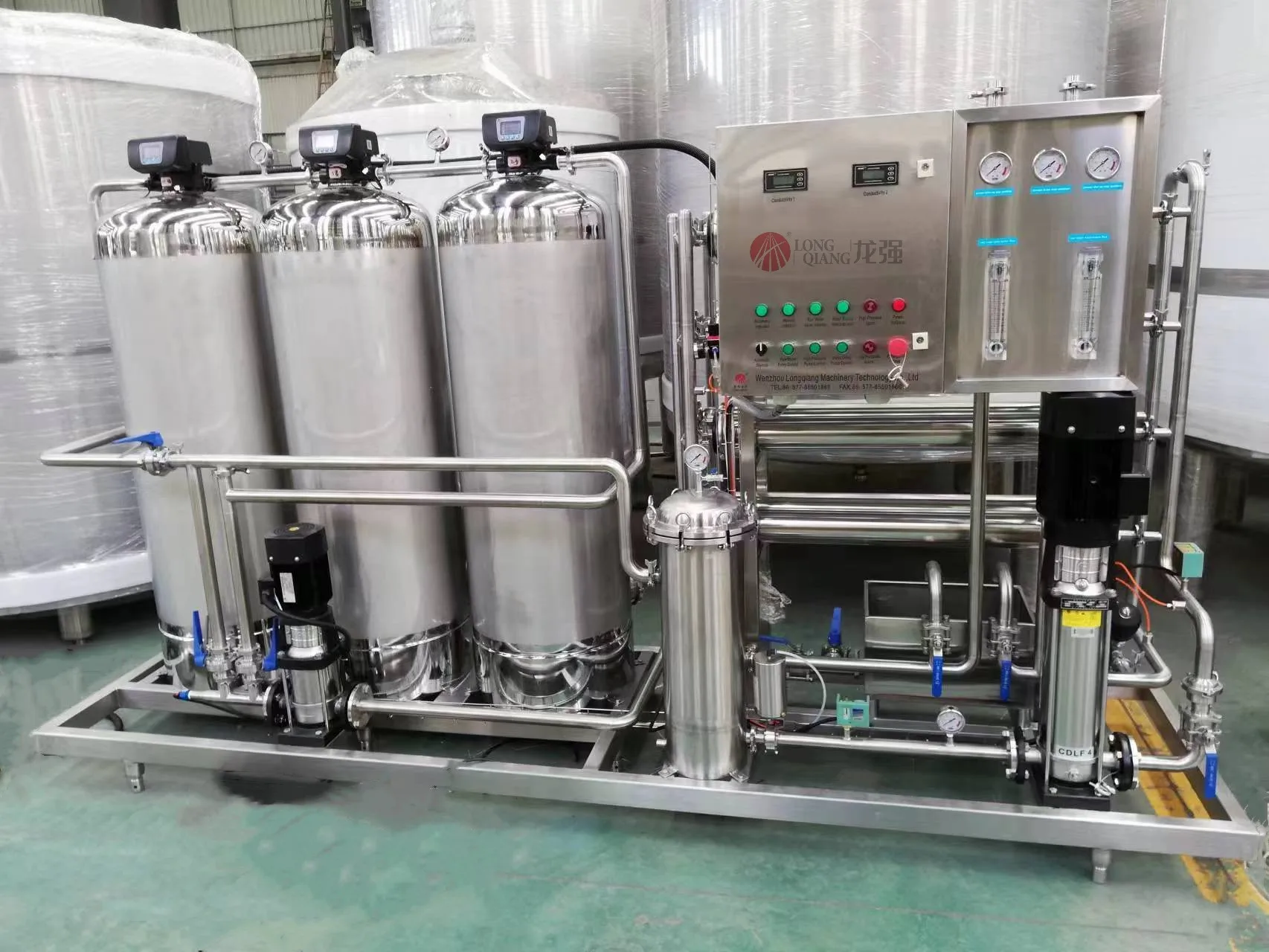 1T/H small 1st  RO Filtration membrane water filter Purified System for sugar melting craft beer treatment with CIP equipment