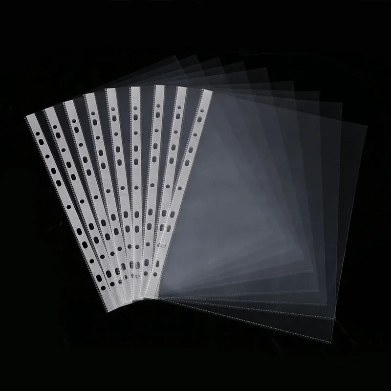 2024  hot selling  Office stationery 11 holes Transparent Clear Sheet protector Loose Leaf file pockets for office