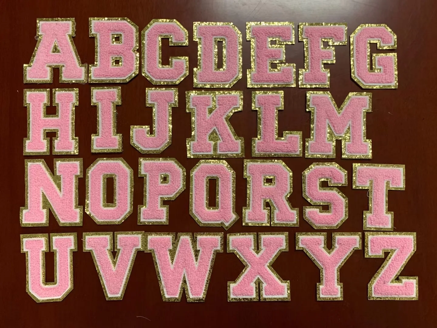 Free Custom Sample Heat Press Iron On Logo Embroidery 26 Letter Chenille Letters Patches For Hoodie