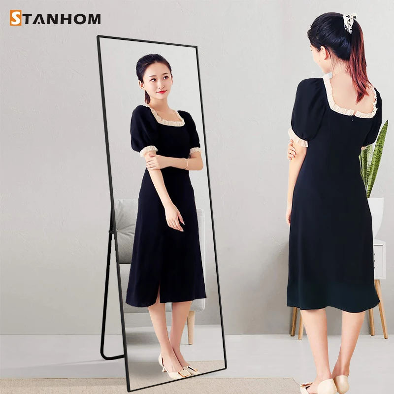 STANHOM large customized black full length floor standing framed mirror