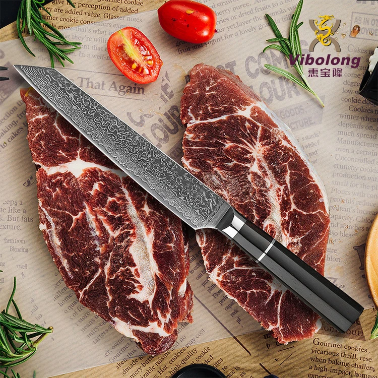 Amber Professional 8 inch DLC Like Black Coated Blade Japanese VG10 Copper Damascus Knives Chef Knife with Wooden Resin Handle