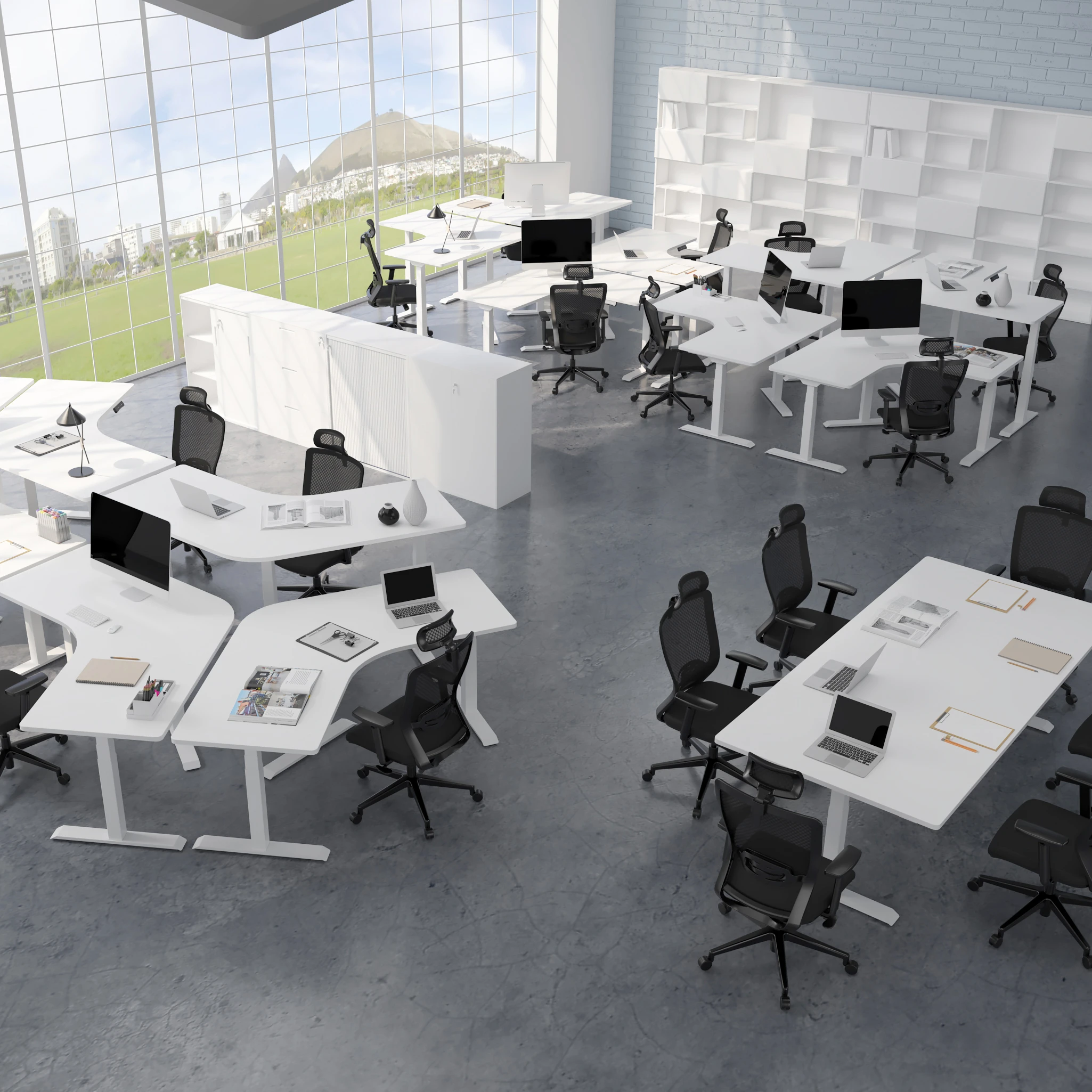 Three-In-One Design Adjustable Irradiation Angle Electric Height Home Office Computer Standing Desk ET223T(IB)