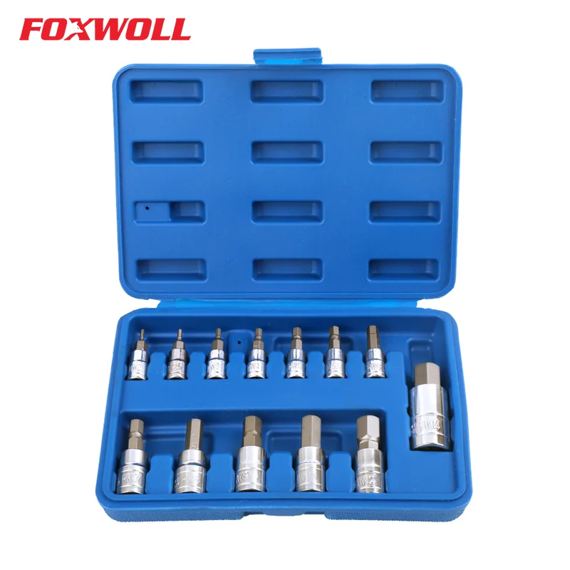 Drill socket set 13pcs 1/4' 3/8' 1/2' Drive Ratchet Wrench Socket Set