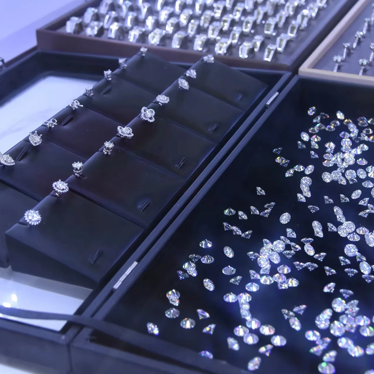 Eight heart eight arrows super white D color VVS1 White round tip bottom Moissanite bare stone