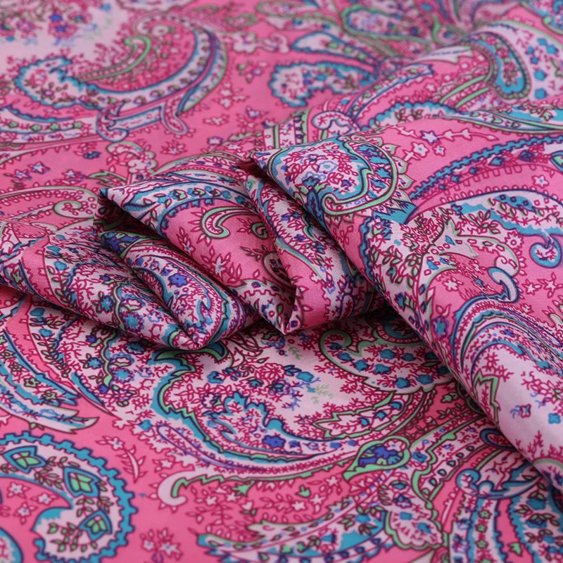
custom printed italian pure silk habotai fabric 