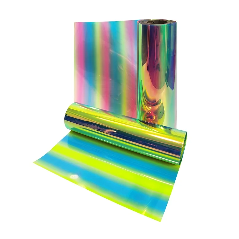 Chinese Supplier Blue Red Rainbow Film Transparent PET Iridescent Film For Decoration And Package