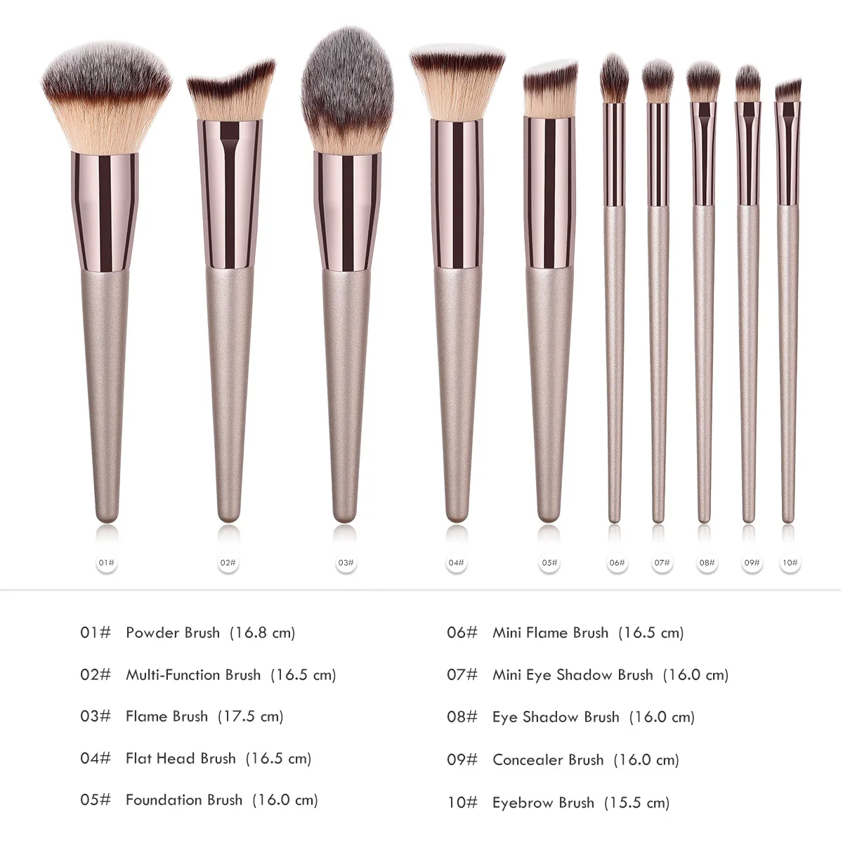 Private Label Makeup Brush Set  Champagne Gold Single Piece 4 Piece & 10 Piece & 14 Piece Set Cosmetics Tools Brush