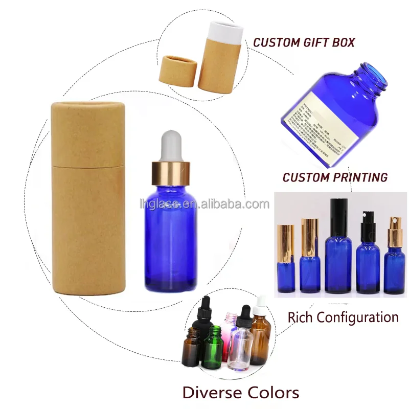 5ml 10ml 15ml 20ml 30ml 50ml 100ml Color Pink Blue Amber  Boston Round Glass Dropper Bottle Dropper Bottle For Essential Oil