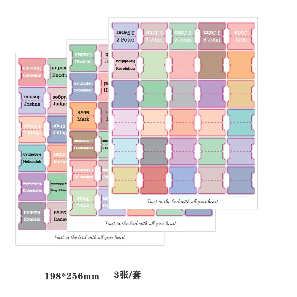 Laminated Floral Bible Index Sticker Tabs Stationary Sticker Notes for Old and New Testament