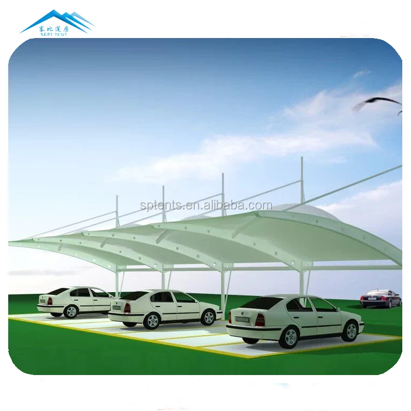 Customized size  metal frame PVDF strong and sturdy canopy carport garages canopies parking garage car system