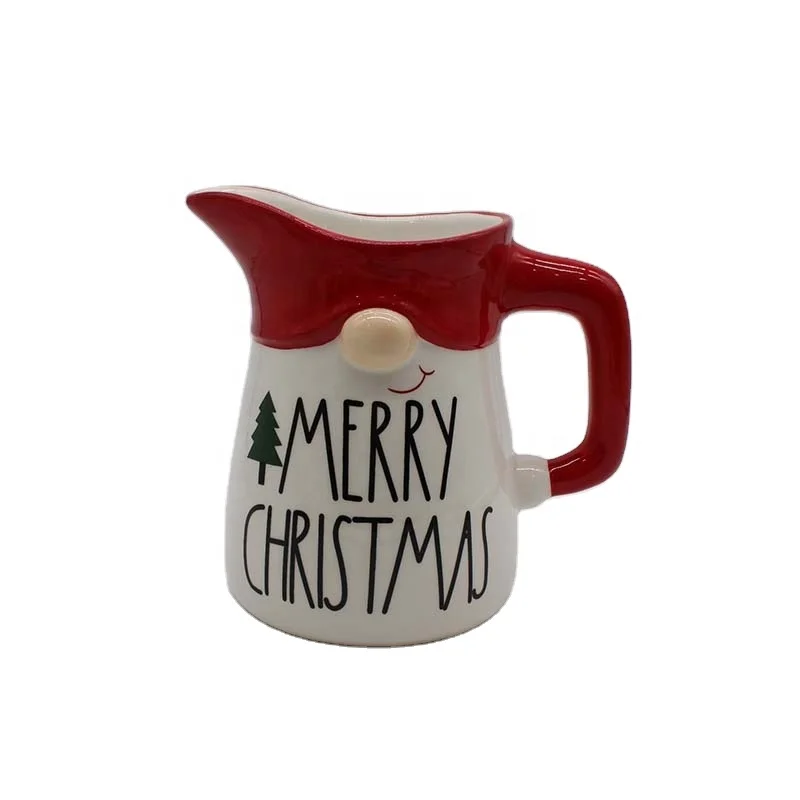 Promotional cheap restaurant christmas design hand painted porcelain ceramic milk jug