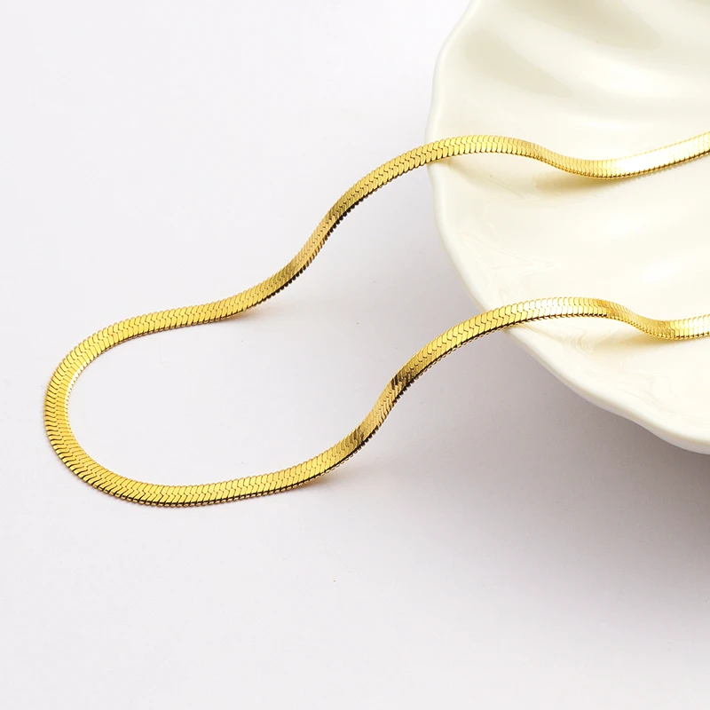 Модный дизайн, 18K, позолота, нержавеющая сталь, змеевидные цепочки для женщин на плоской подошве с узором «елочка» цепочки п плетением змейка