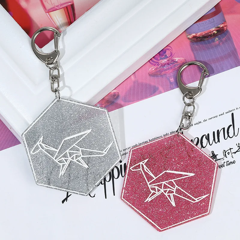 
Wholesale Custom Plastic Acrylic Glitter Key chain Print LOGO Acrylic Charm Keyring Motel Hotel Key Tag Keychain 