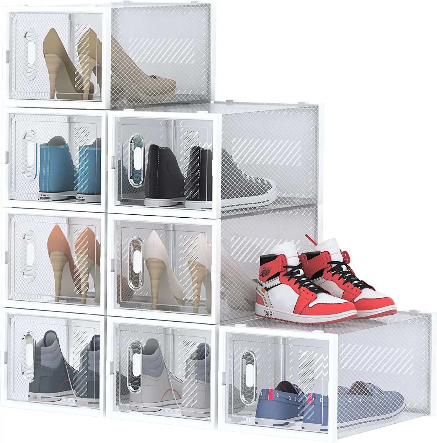 China Factory Price Shoe Box storage boxes with lids GRS Plastic Sneakers Shoe Box Organizer Stackable Clear Storage Bins