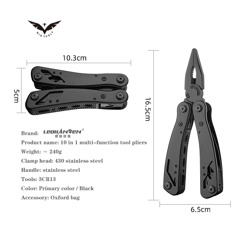 Hot Sale Multitool Pliers Multifunction knife camping folding Pliers 10 in 1 Multi Tool Outdoor tools