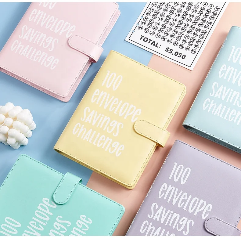 New Type PU Budget Cash Planner Loose Leaf Notebook A5 Agendas 100 Envelope Saving Challenge Budget Binder
