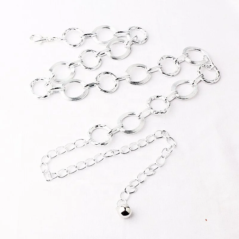Korean fashion ladies metal round ring belt clothing accessories pendant waist chain
