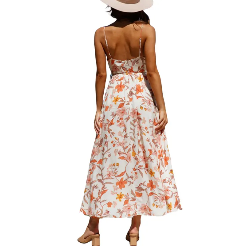 2022 New Design Digital Floral Print cold shoulder garden dress Floral Boho women elegant summer casual dresses