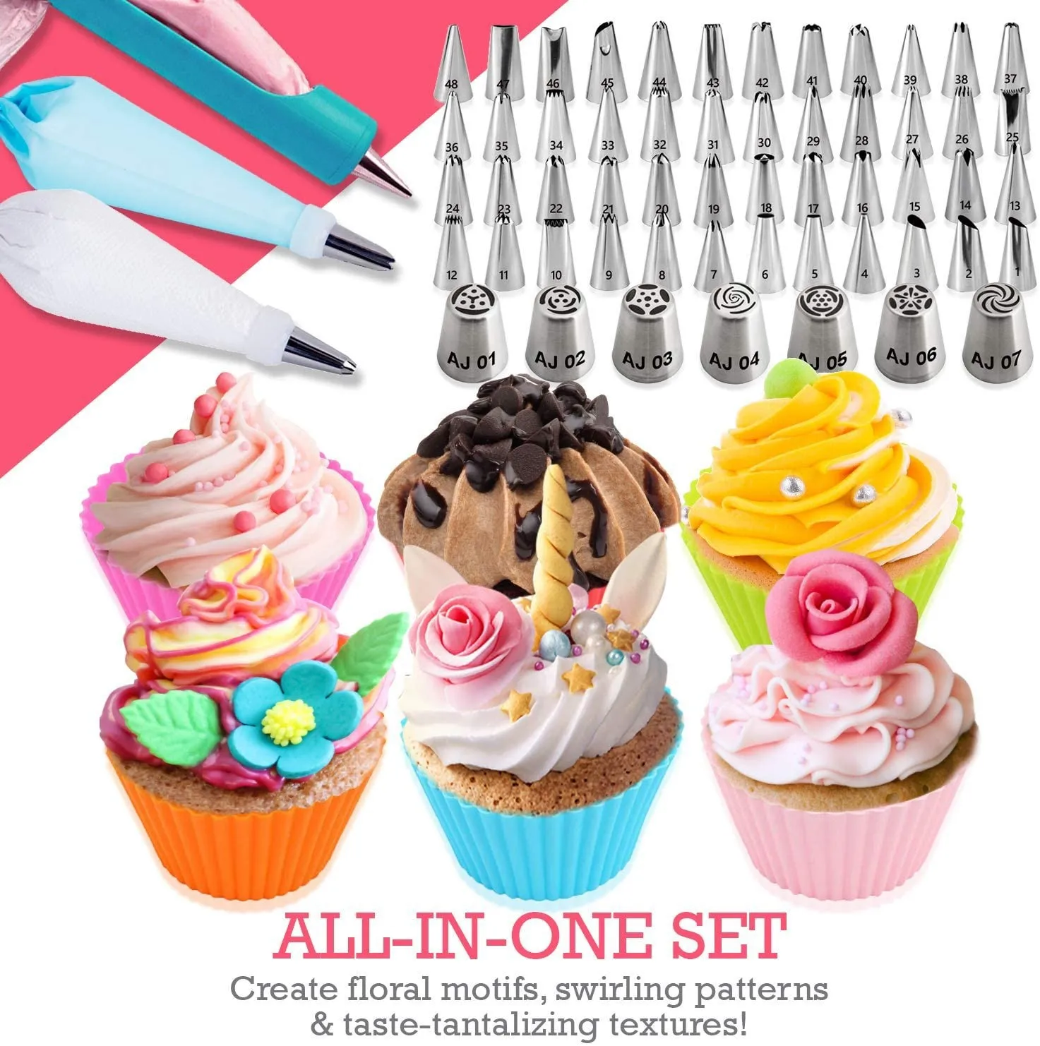 333pcs piping tips set with Springform Pans Cake Turntable Stand Icing bags pastry tools for baking kinchen DIY baking tools