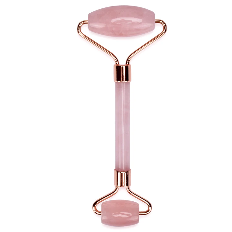 Factory Supply  High Quality  Gemstone Face Roller Pink Roller Gua Sha  Ser Real Jade Roller Rose Quartz  For Face Massage