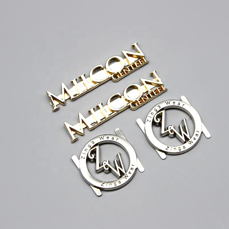 Custom Garment Accessories Shoe Metal Label Engraving Name Logo Textured Metal Hang Tag Seal String