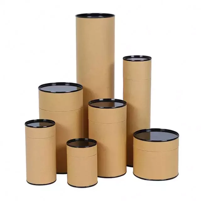 Custom design reusable food tea coffee bean oats packaging kraft cardboard paper cylinder telescope tubes