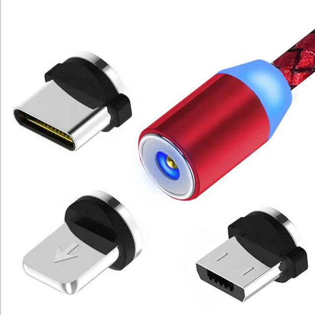 Magnetic Charging Cable 3 in 1 LED Flowing Light Up Party Shining USB Charger Cord Compatible with iOS Android Type C USB C