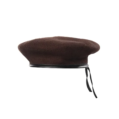 XINXING Factory Custom 100% WOOL Leather Polyester cotton woodland Brown beret combat beret BR04