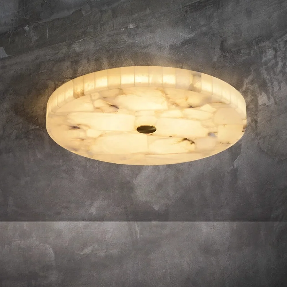 High quality brass gold alabaster ceiling light simple mounted home bedroom round ceiling lamp