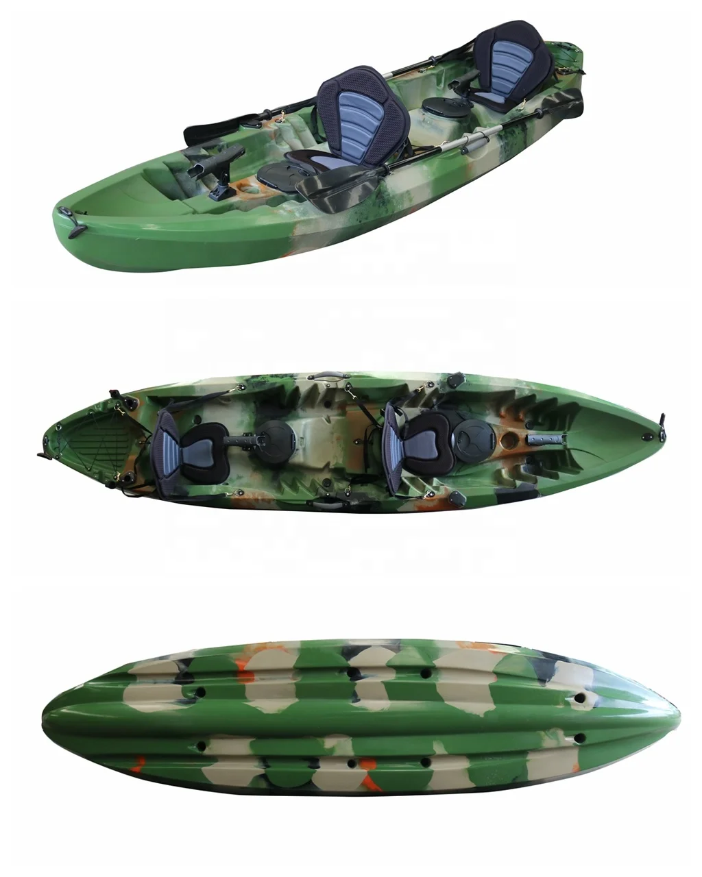 Vicking factory direct high quality nice price3.7m 2 person paddle fishing kayak hard plastic material sturdy and durable