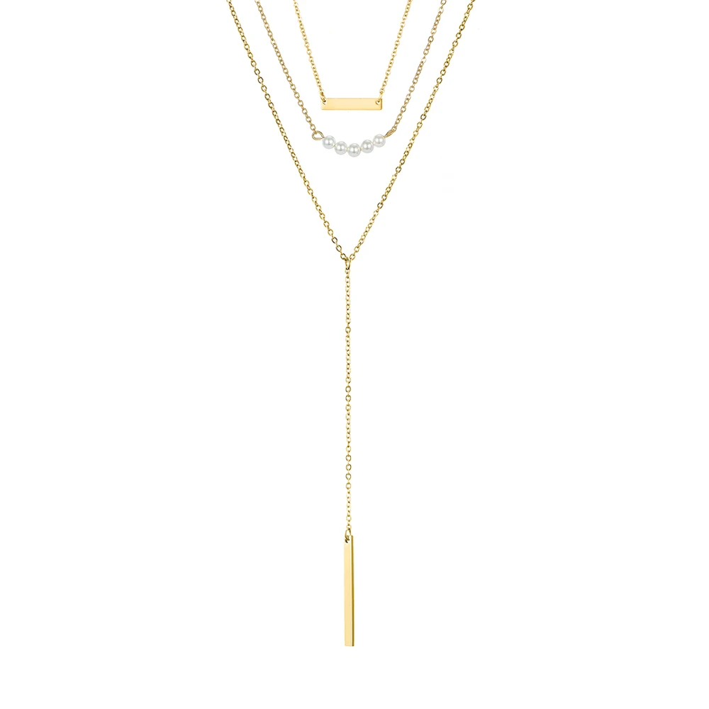 
luxury jewelry for women wedding y shape long pendant 3 layered gold plated bar clavicle necklace diy 