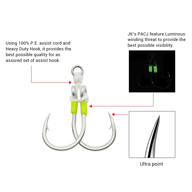150-300LB pull power assist hook jigging jig assist hook fishing assist hooks