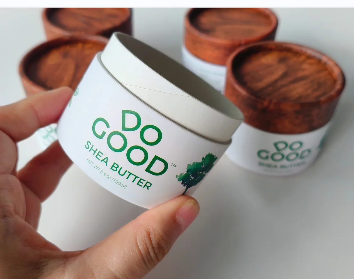 Custom Print Cardboard Cosmetics Packaging Pot Biodegradable Cream Tube Round Box Cylinder Cosmetic Paper Jar