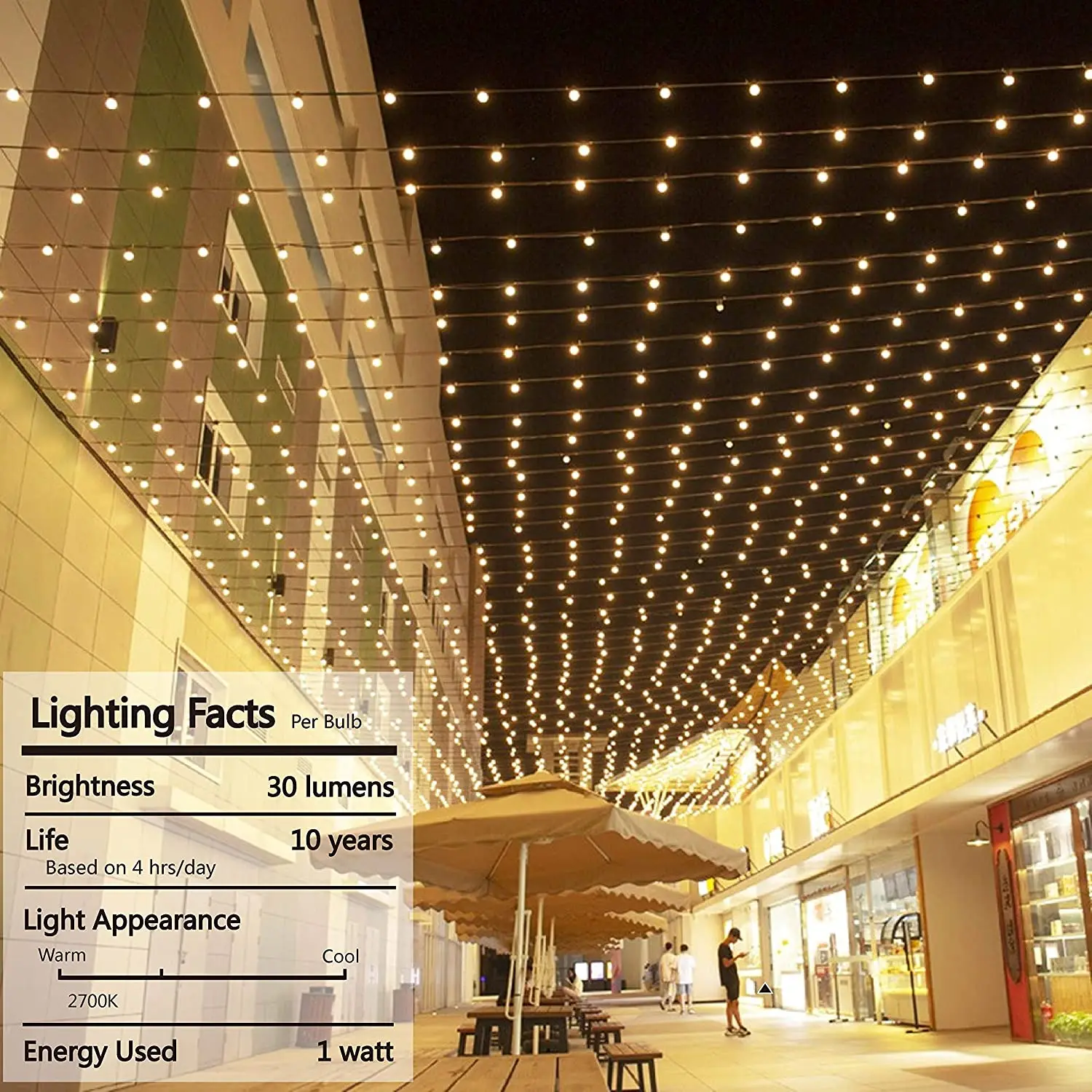 Outdoor waterproof Us Uk Plug Garden led String Light 25ft 50ft 100ft G40 LED Globe Holiday String Lighting