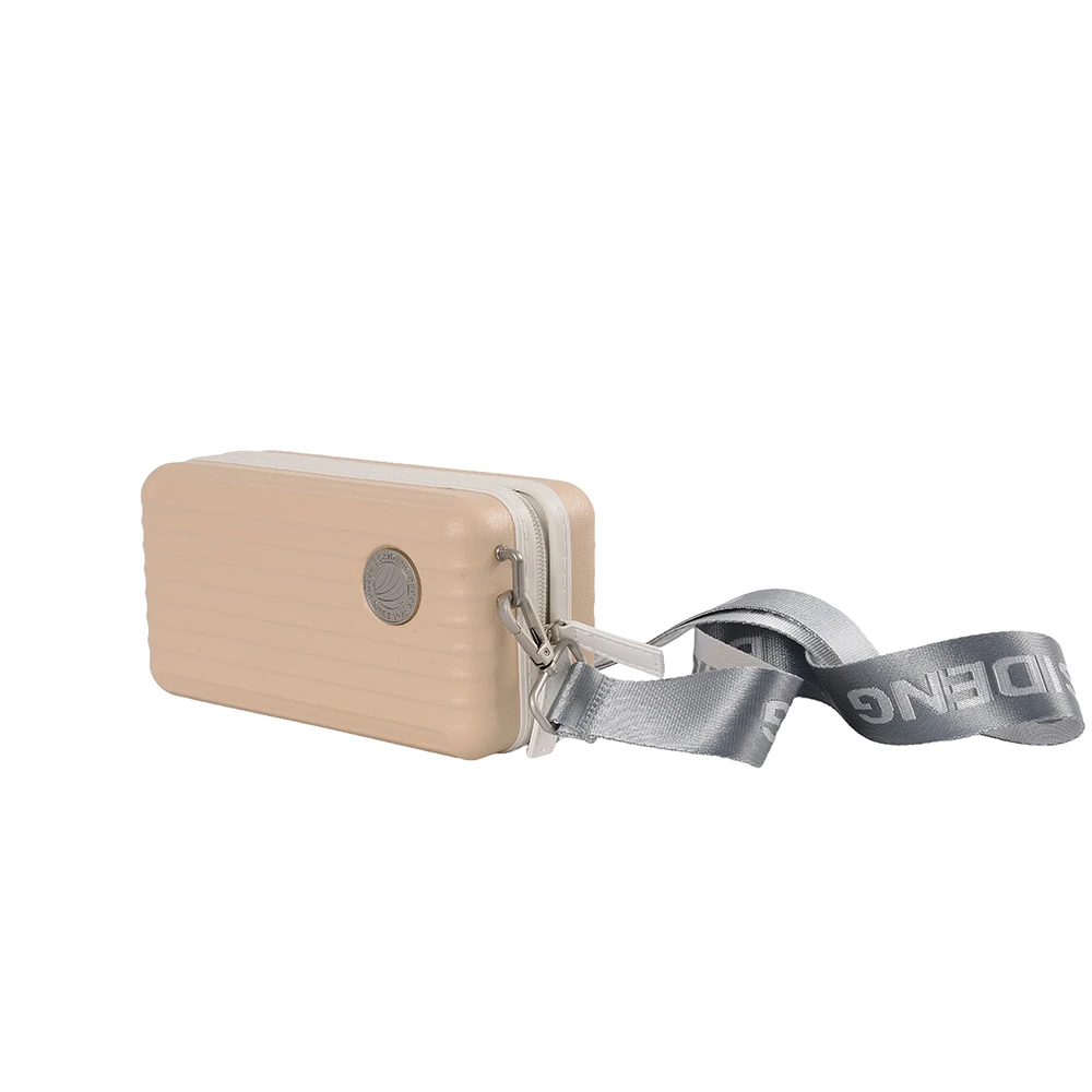 7-inch fashion hard  Mini abs pc cross body bag zipper opened metal logo Toiletry lightweight carry on plastic bag