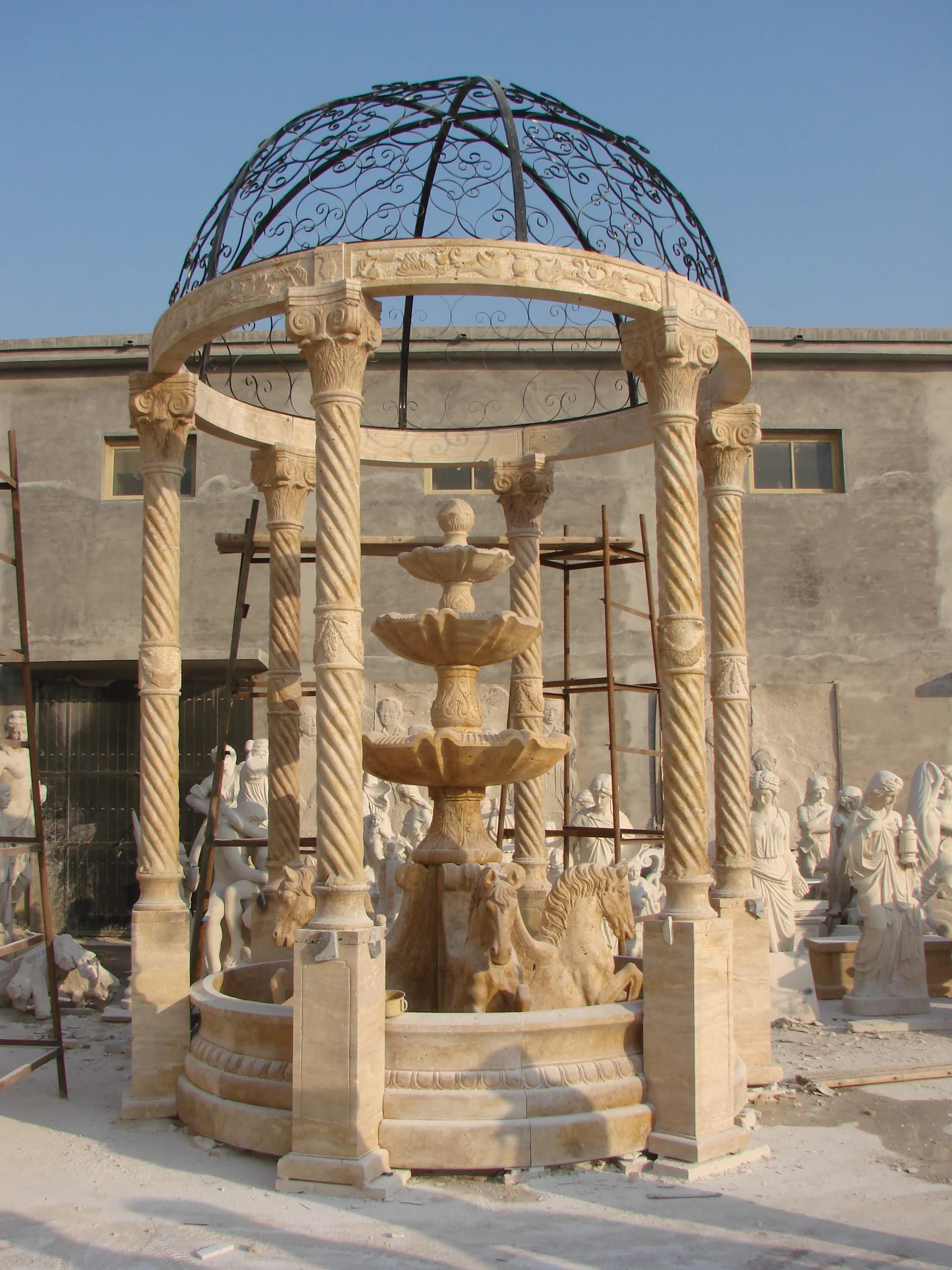 Classical Style Hand Carved Stone Sculpture Marble Gazebo