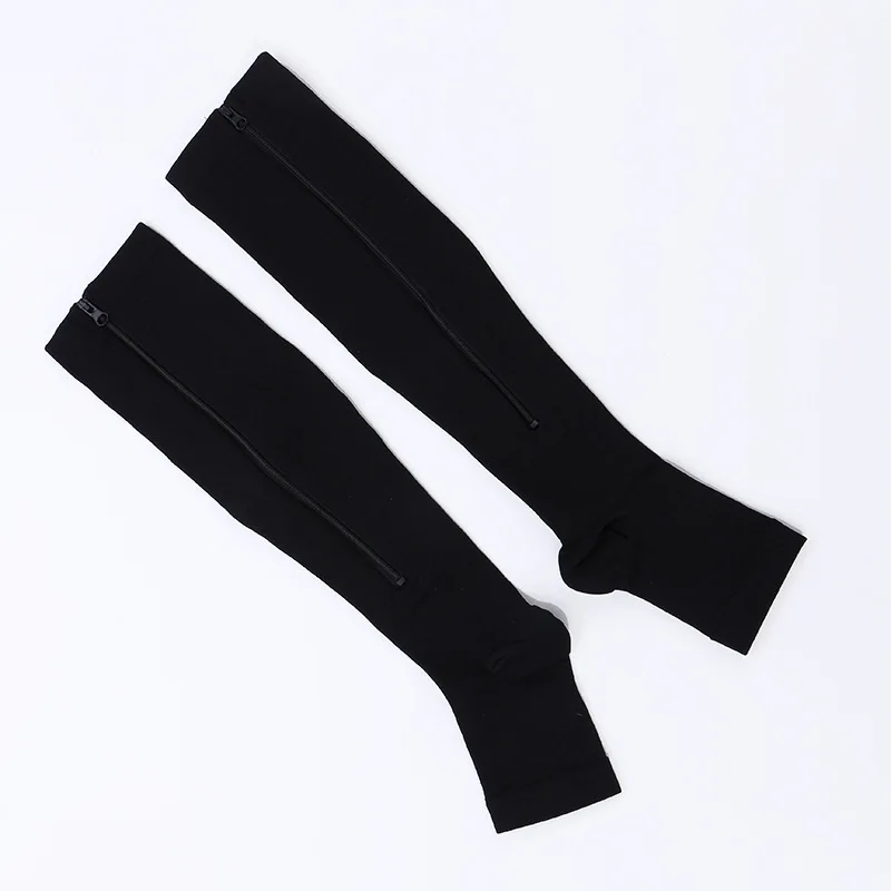 15-30Mmhg Custom Varicose Veins Knee High Stockings Zippered Medical Compression Socks